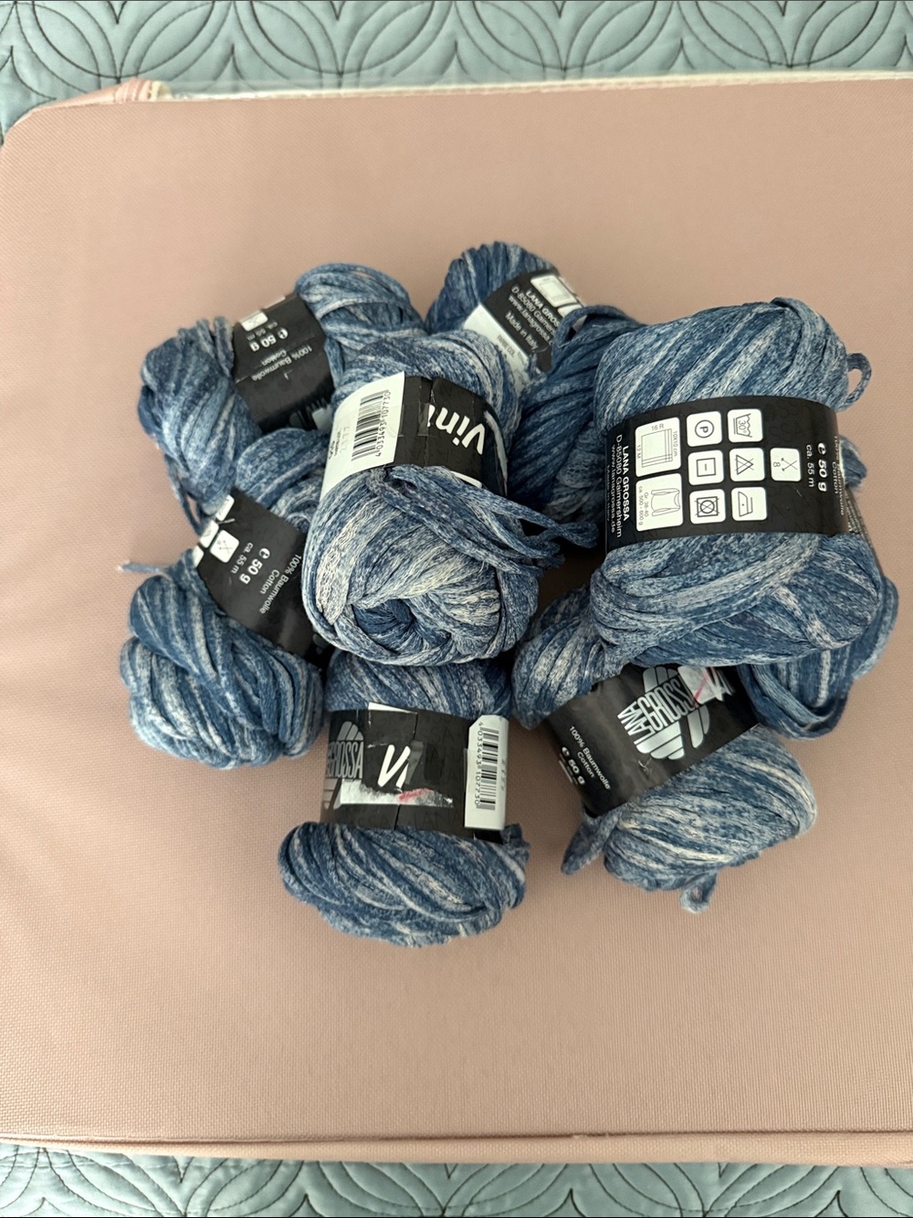 Variegated Blue Cotton Blend Yarn - Soft Denim Tone